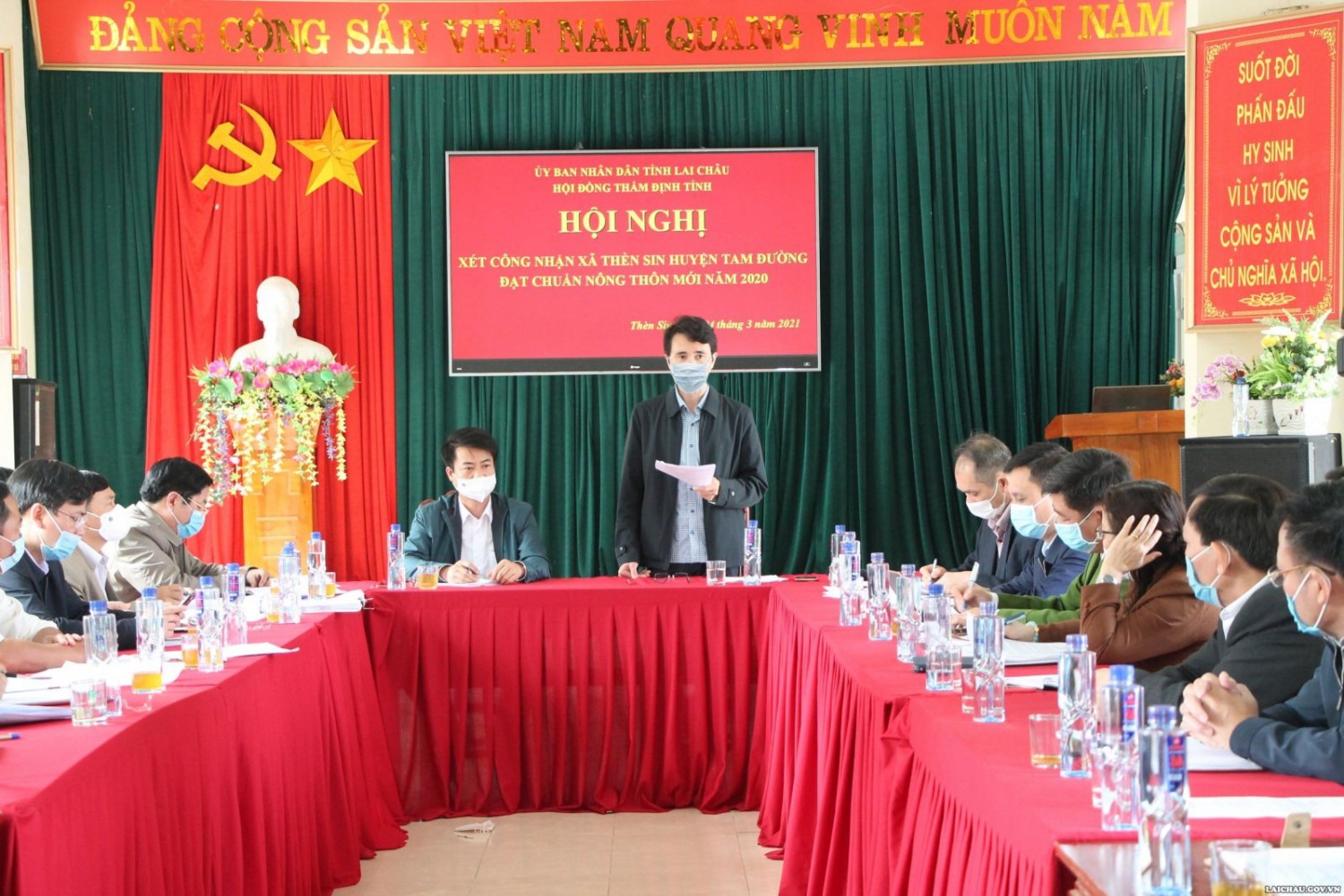 Quang cảnh hội nghị trực tuyến tại điểm cầu tỉnh Lai Châu