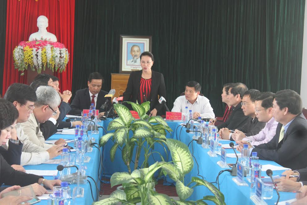 Đồng chí Nguyễn Thị Kim Ngân - Uỷ viên Bộ Chính trị, Chủ tịch Quốc hội kết luận tại buổi làm việc với huyện Nậm Nhùn.