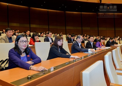 Các đại biểu Quốc hội thông qua Nghị quyết . Ảnh: quochoi.vn