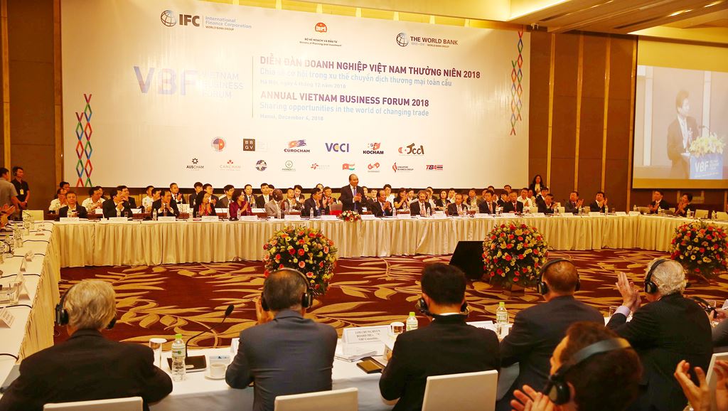 Quang cảnh Diễn đàn Doanh nghiệp Việt Nam thường niên 2018. Ảnh: Lê Tiên