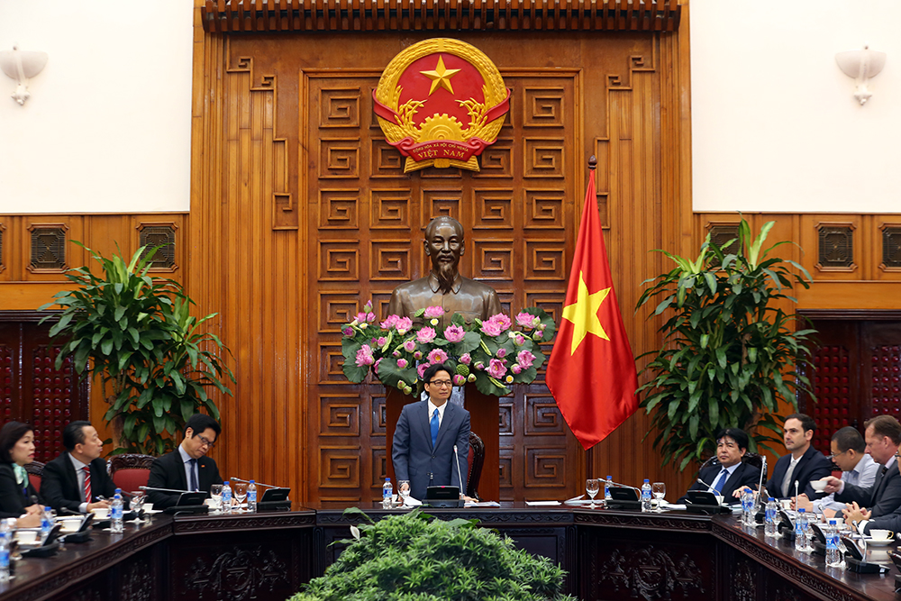 Phó Thủ tướng Vũ Đức Đam mong muốn VBCSD phải có tiếng nói mạnh mẽ để lan toả tinh thần phát triển bền vững ra cộng đồng DN. Ảnh: VGP/Đình Nam