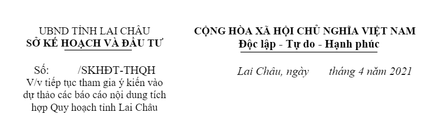 Công văn số: 612/SKHĐT-THQH