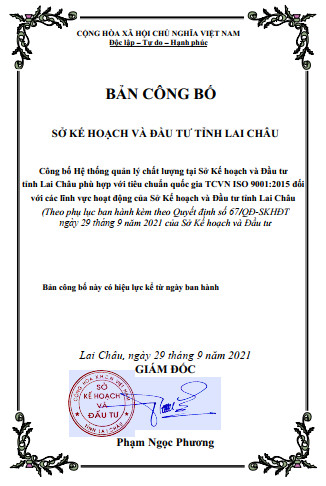 Công bố Hệ thống QLCL ISO 9001 2015
