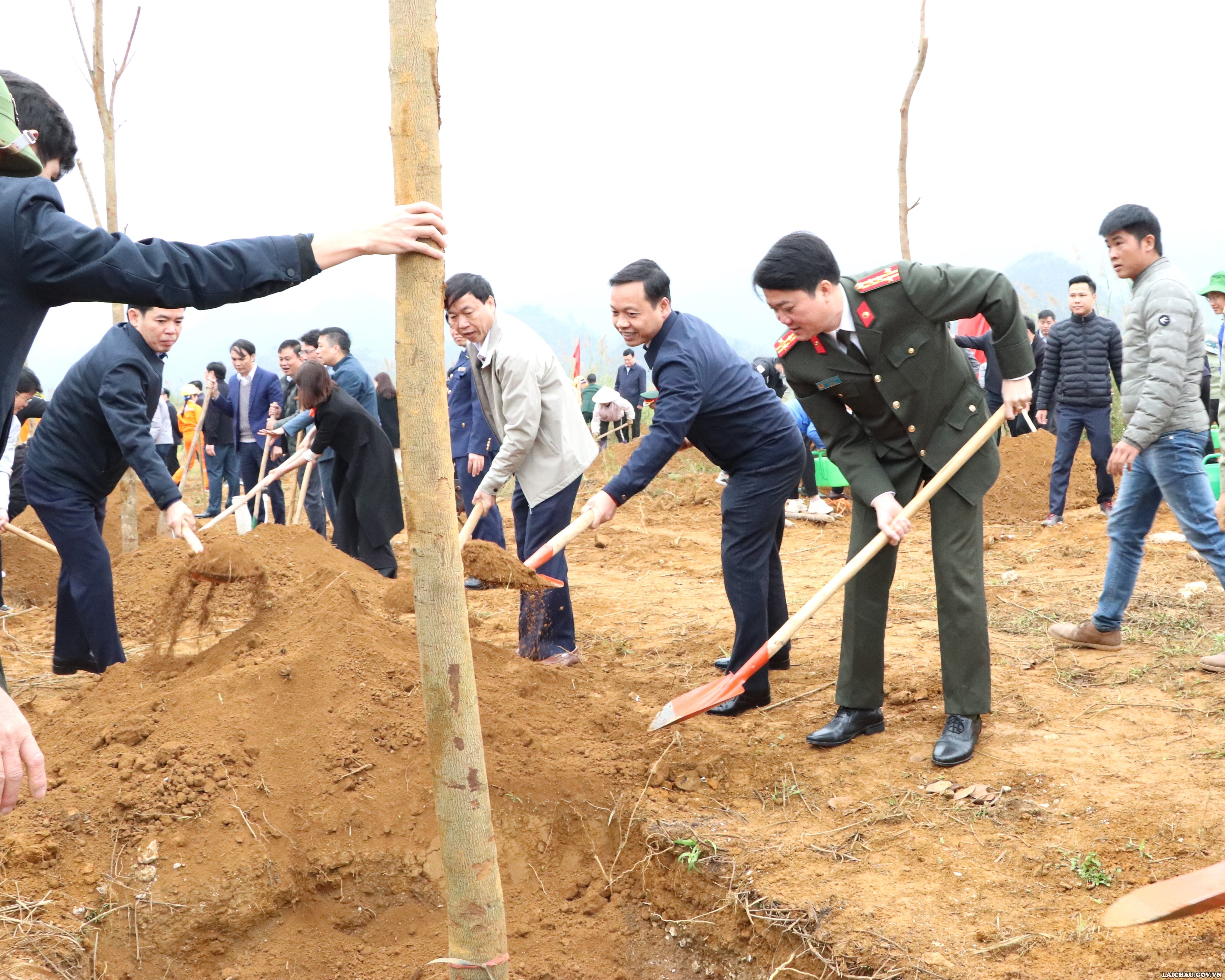 Các đồng chí lãnh đạo tỉnh Lai Châu dự Lễ phát động “Tết trồng cây" Xuân Quý Mão 2023