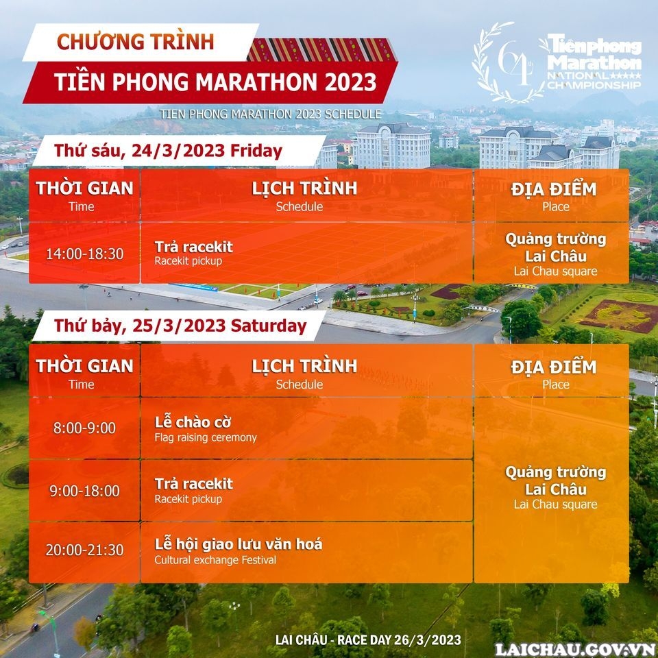 LỊCH TRÌNH SỰ KIỆN TIỀN PHONG MARATHON 2023