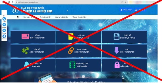 Cảnh báo trang web giả mạo Cổng Thông tin điện tử Bảo hiểm Xã hội Việt Nam