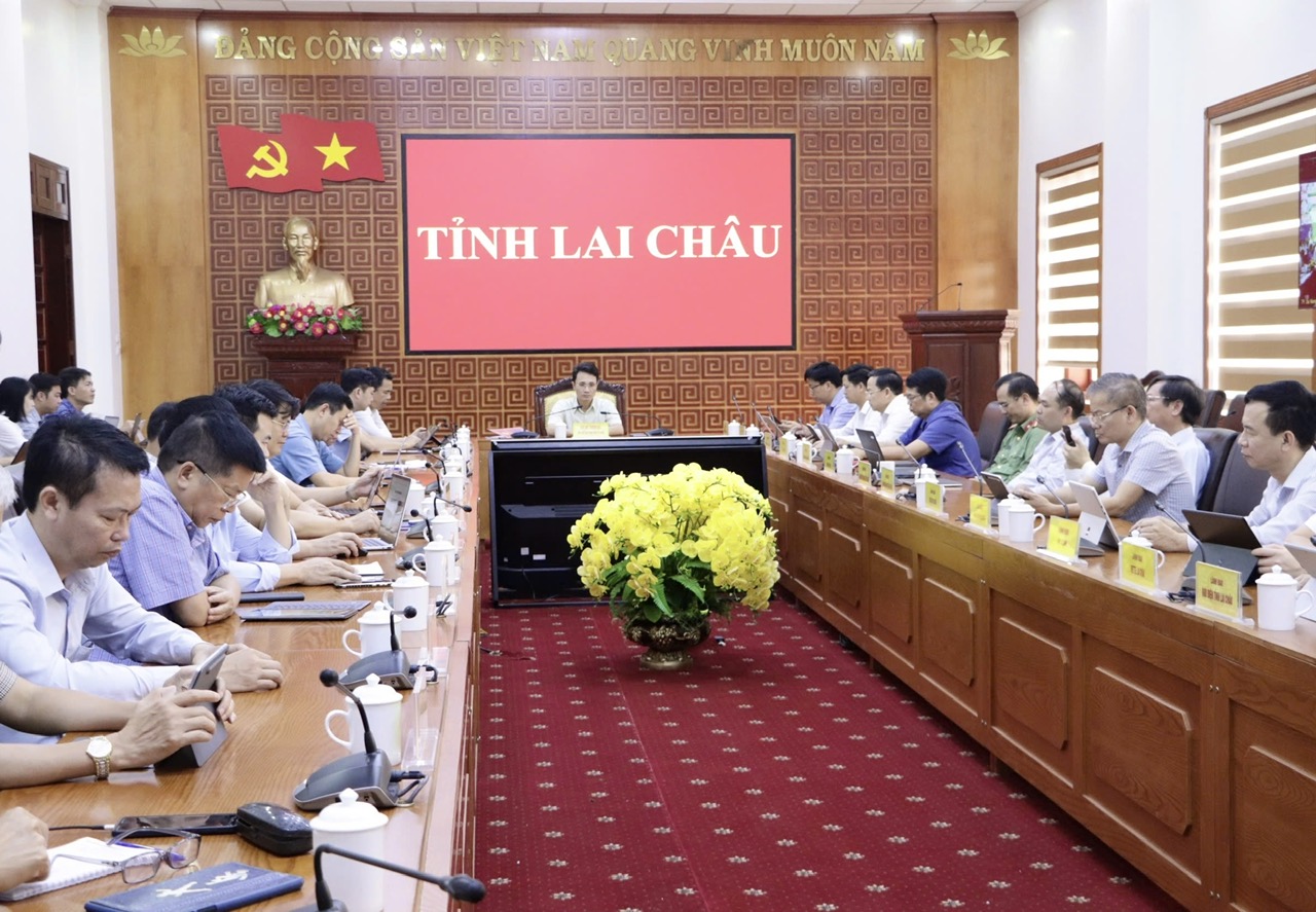 Quang cảnh Hội nghị tại điểm cầu tỉnh Lai Châu.